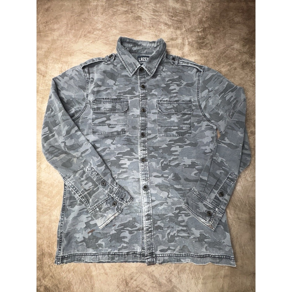 Men's Long Sleeve Camouflage Military Shirt Jacket Men's Size Medium